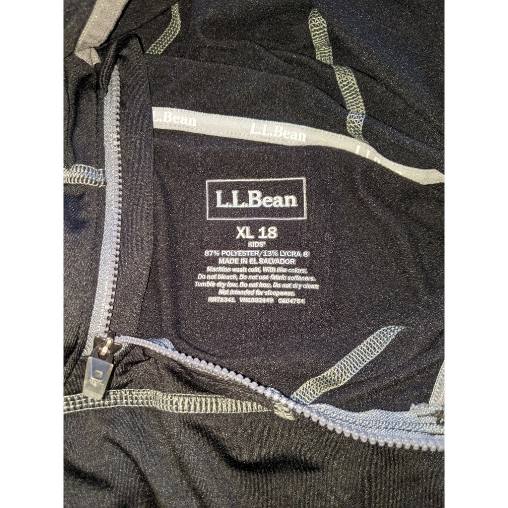 LL Bean 1/4 Zip Hoodie Kids Boy's Pullover Athletic Size XL (18) Black - Picture 5 of 5